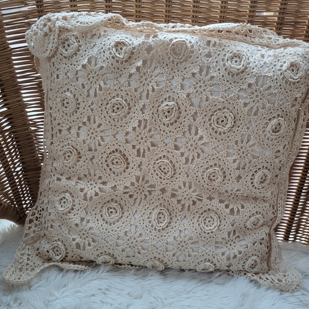 Handmade Crochet Lace Pillow Cover